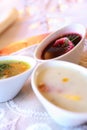 Three soups in bowls Royalty Free Stock Photo