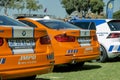Three South African Police Cars - Back Angled to Side View Royalty Free Stock Photo
