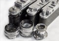 Three Soviet lens and camera