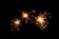 Three sparklers firework on black background. Christmas celebration Royalty Free Stock Photo