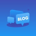 Three speech bubbles in 3d style with gradients that says Blog. Vector illustration for blogging and writing