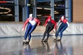 Three speed skaters Royalty Free Stock Photo