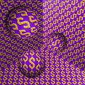 Three spheres move in corner. Optical illusion abstraction of dollar sign pattern