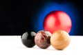 Three spherical natural stone