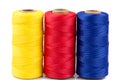 Three spools of thread isolated Royalty Free Stock Photo
