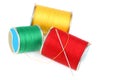 Three spools of thread and needle Royalty Free Stock Photo