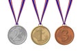 Three sport medals Royalty Free Stock Photo