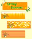 Three spring banners with spring flowers. Royalty Free Stock Photo