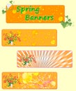 Three spring banners with spring flowers. Royalty Free Stock Photo