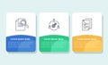 Three square elements or rectangular frames placed in horizontal row. Visualization of 3-stepped business process