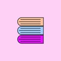 three stack books vector logo icon