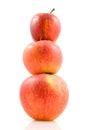 Three stacked apples