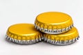 Golden Beer Bottle Caps Stacked Royalty Free Stock Photo