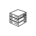 Three stacked server icons in a simplified, black and white line drawing Royalty Free Stock Photo