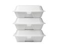 Three stacked takeout containers isolated on white background Royalty Free Stock Photo