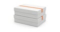 Three stacked white boxes with orange accents displayed neatly on a plain background Royalty Free Stock Photo