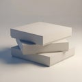 Three Stacked White Product Boxes on White Background Royalty Free Stock Photo