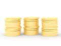 Three stacks of gold coins Royalty Free Stock Photo