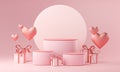 Three Stage Template Valentine Wedding Love Heart Shape and Gift Box 3D Rendering