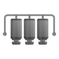 Three stage water filtration icon, cartoon style
