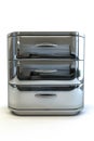 Three stainless steel containers stacked high, ideal for storage or display Royalty Free Stock Photo