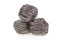 Three stainless steel scouring pads isolated on