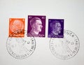 3 Postage stamp Adolf Hitler`s German Reich Royalty Free Stock Photo