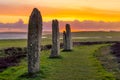 Three standing stones of the Ring of Brodgar