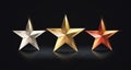 three star Awards golden prize event, first place, second place, third place, scene star ceremony. Vector illustration