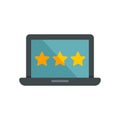 Three star laptop gamification icon flat isolated vector