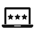 Three star laptop gamification icon, simple style