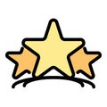 Three stars icon color outline vector Royalty Free Stock Photo