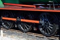 Three steam train wheels Royalty Free Stock Photo