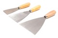 Three Steel trowel scraper or spatula wooden handle.