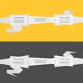 Three step Timeline infographic ribbon. Origami paper banner set.