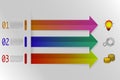 Three steps infographics with colorful arrows in origami style. Royalty Free Stock Photo