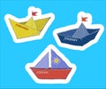 Three stickers in the form of paper boats