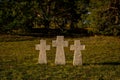 Three Stone Crosses at the World War II Memorial Cemetery