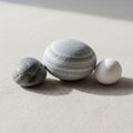 Three stones are arranged on a Royalty Free Stock Photo