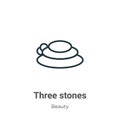 Three stones outline vector icon. Thin line black three stones icon, flat vector simple element illustration from editable beauty