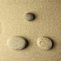 Three stones in the sand