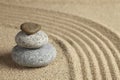 Three stones stacked up in rock garden Royalty Free Stock Photo