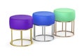 Three stools with different colors