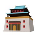 The three-storey building in Mongolia.Mongolian national Shrine of Mitarai.Mongolia single icon in cartoon style vector