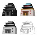 The three-storey building in Mongolia.Mongolian national Shrine of Mitarai.Mongolia single icon in cartoon style vector Royalty Free Stock Photo