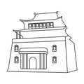 The three-storey building in Mongolia.Mongolian national Shrine of Mitarai.Mongolia single icon in outline style vector Royalty Free Stock Photo