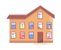 Three Storey House People Windows Vector Building