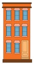 A three storey orange building, vector or color illustration