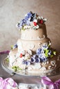 Three-storied wedding cake