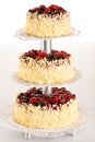 Three-story cake almond with red berries Royalty Free Stock Photo